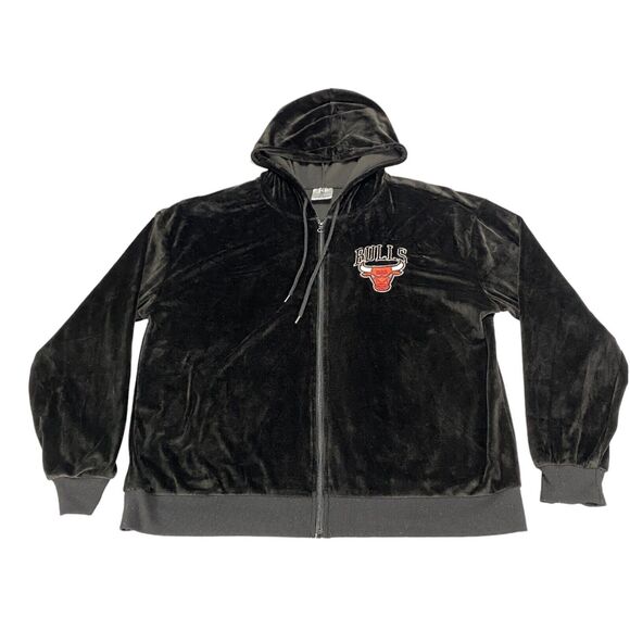 Chicago Bulls Jacket Mens XL Black NBA Basketball Sports Hooded Full Zipper - Picture 1 of 15